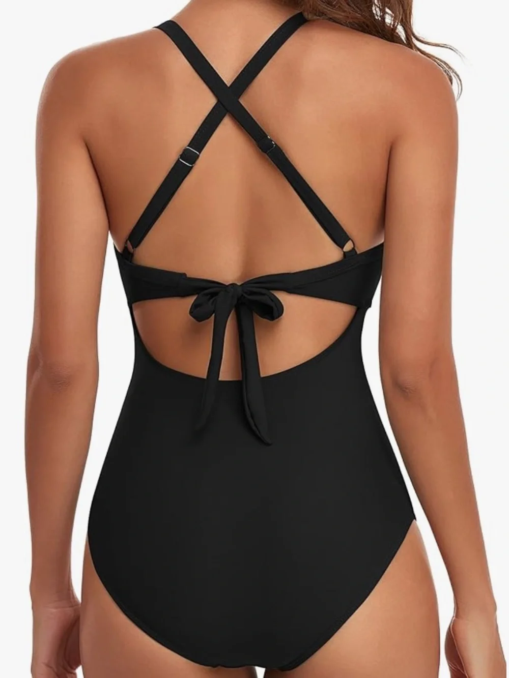 NEW Eomenie Women's One Piece Swimsuit Tummy Control Cutout Wrap Tie Back Medium